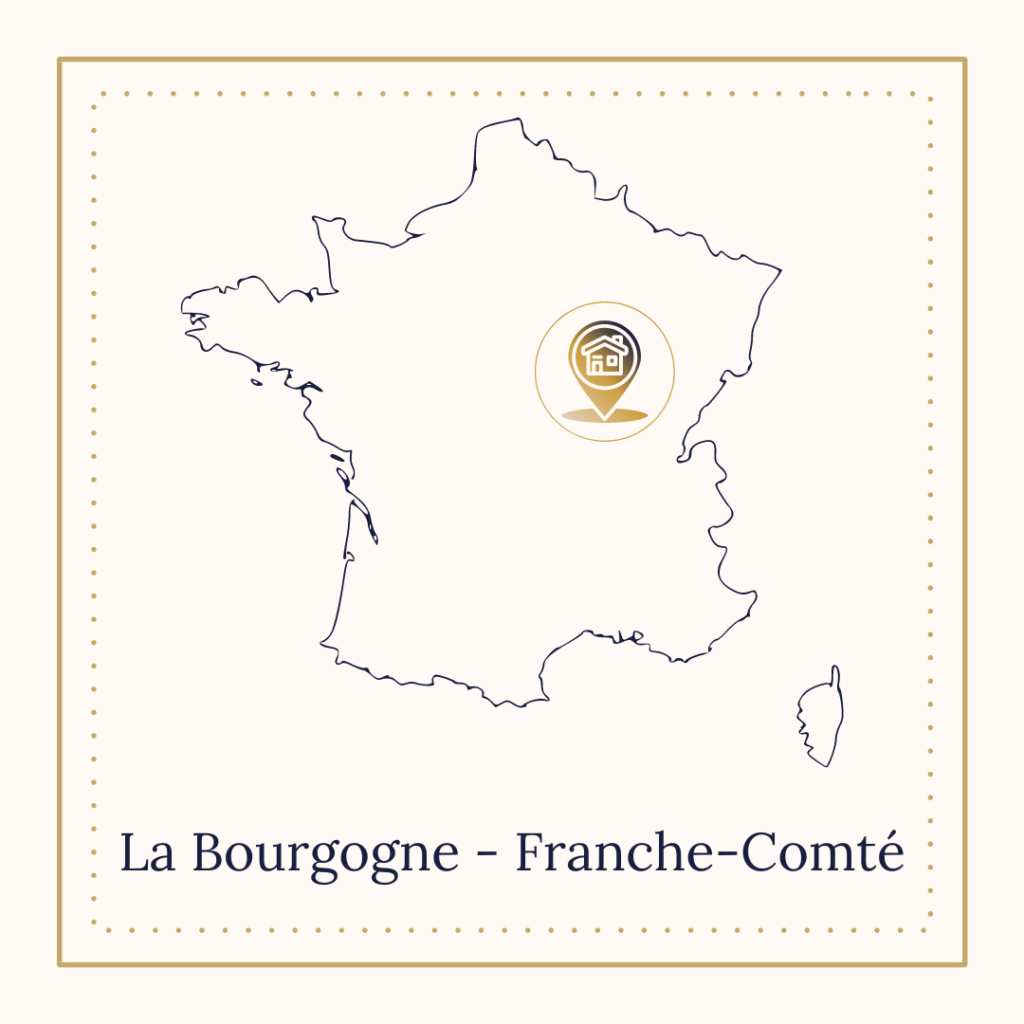 Carte de france avec l'emplacement de la région Bourgogne Franche Compté
